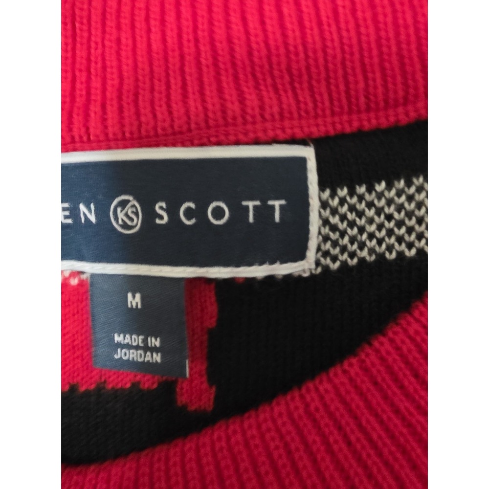 KAREN SCOTT Scotty Dog Bows Crewneck Sweater Red Black Size M Rhinestones Poodle - Picture 4 of 7